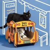 Animal Bus Double Bunk Large Cat Scratch Board Cat House Pet Supplies Cat Accessories