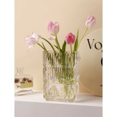 Flower Vase Cut Clear glass Handmadec Gift Wedding Decor  Glass Style vase