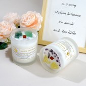 Eco-friendly Scented Candles Gemstone Crystal Infused Chakra Frosted Vessel Soy Wax Healing Wooden Wick Candle