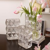 Flower Vase Cut Clear glass Handmadec Gift Wedding Decor  Glass Style vase