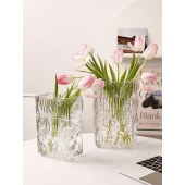 Flower Vase Cut Clear glass Handmadec Gift Wedding Decor  Glass Style vase