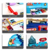 Multilayer Diy Assembly Dinosaur Winding Road Car Parking Lot Traffic Signal Game Educational Learning Toys