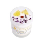 Eco-friendly Scented Candles Gemstone Crystal Infused Chakra Frosted Vessel Soy Wax Healing Wooden Wick Candle