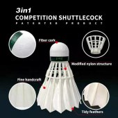 Durable Hybrid 3in1 Shuttlecock  Feather Speed Tournament Badminton Ball Badminton Shuttlecock for Training (Two Tubes)