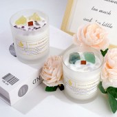 Eco-friendly Scented Candles Gemstone Crystal Infused Chakra Frosted Vessel Soy Wax Healing Wooden Wick Candle
