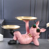 Creative Cute Dog Storage Tank Applicable Wallet Key Necklace Multi-Functional Bulldog Statue Resin Dog Storage Decoration Tray