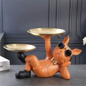 Creative Cute Dog Storage Tank Applicable Wallet Key Necklace Multi-Functional Bulldog Statue Resin Dog Storage Decoration Tray