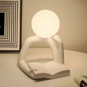 2024 new Modern Art Sculpture Abstract Thinker Reading Statue White Lamp Figurines for Home Living Room Decor