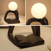 2024 new Modern Art Sculpture Abstract Thinker Reading Statue White Lamp Figurines for Home Living Room Decor
