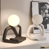 2024 new Modern Art Sculpture Abstract Thinker Reading Statue White Lamp Figurines for Home Living Room Decor