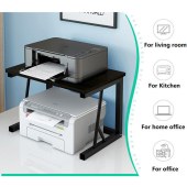Desktop Printer Fax Book Heavy Duty Rack 2-Tier Wood Printer Stand Storage Desk Shelves for Home Office Organizer