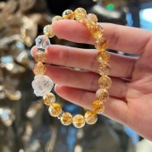 natural yellow and white crystal beaded bracelet