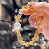 natural yellow and white crystal beaded bracelet
