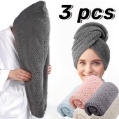 Three Pieces Drying Wraps for Women Wet Hair towel for All Style Large Hair Drying Towel with Button long hair Super Soft Fast Drying Turbans