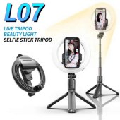 L07 Portable Wireless Remote LED Ring Fill Light Monopod Selfie Stick Tripod for Smartphone