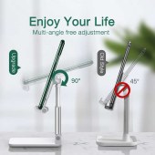 Foldable Phone Stand for Desk - Height Adjustable Cell Phone Holder Portable Cellphone Cradle Desktop Dock for iPhone and Ipad