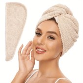 Three Pieces Drying Wraps for Women Wet Hair towel for All Style Large Hair Drying Towel with Button long hair Super Soft Fast Drying Turbans