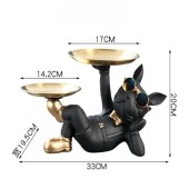 Creative Cute Dog Storage Tank Applicable Wallet Key Necklace Multi-Functional Bulldog Statue Resin Dog Storage Decoration Tray