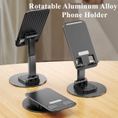 Adjustable Cell Phone Stand for Desk | 360° Click-Rotating, Multi-Angle, Non-Slip Metal Base, Foldable & Portable | iPhone Stand for Desk, Cell Phone Stand Holder