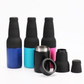 Vacuum Insulated Double Walled Stainless Steel Can Cooler Beer Bottle Cooler with Beer Opener