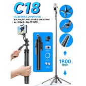 Multifunction 180 cm Long Aluminium Alloy Handheld Selfie Stick Tripod Stand with Wireless Remote