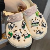 Panda clogs Shoe charms set diy bamboo detachable shoe buckle  slippers accessories