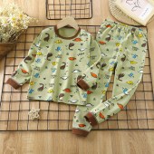 Kids 90-160cm Toddler Youngs School Boys 100%cotton Pyjamas 2 Pieces Sleepwear Suit Kids Thermal Underware Colorfast and Fluorescent Agents Free