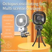 2024 New Oscillating Baby Stroller Fan, Large-Capacity 6-Inch Multi-Functional Octopus Fan for Desktop and Camping Use