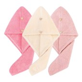 Three Pieces Drying Wraps for Women Wet Hair towel for All Style Large Hair Drying Towel with Button long hair Super Soft Fast Drying Turbans