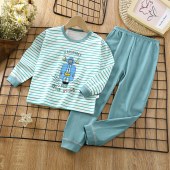 Kids 90-160cm Toddler Youngs School Boys 100%cotton Pyjamas 2 Pieces Sleepwear Suit Kids Thermal Underware Colorfast and Fluorescent Agents Free