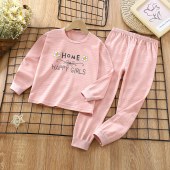 Girls Kids Toddler Youngs 90-160cm School Girls 100%cotton Pyjamas 2 Pieces Sleepwear Suit Colorfast and Fluorescent Agents Free