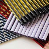 HB Standard High Quality 12-Piece Stationery Dipping Pencil Set Hexagonal Paper Pencils with Eraser Colorful Lead for Students
