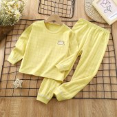 Kids 90-160cm 100%cotton Pyjamas 2 Pieces Sleepwear Suit Colorfast and Fluorescent Agents Free