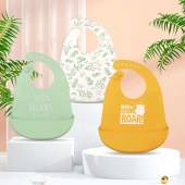 Soft Silicone Baby Bibs Set of 2 for Toddlers, BPA Free Waterproof Adjustable Feeding Bib with Large Pocket Food Catcher