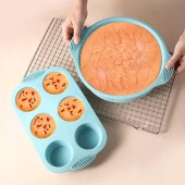 6pcs Silicone Baking Set - Non-Stick, Easy Release Cake Pans, Donut & Muffin Molds - Dishwasher Safe Kitchen Essentials for Home Parties, Bakeries, Food Trucks