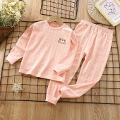 Kids 90-160cm 100%cotton Pyjamas 2 Pieces Sleepwear Suit Colorfast and Fluorescent Agents Free