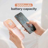 Folding 3 in 1 cooling mini foldable desk fan rechargeable power bank handy fan mini portable hanging neck usb fan
