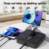 Power Strip with 4 Wide-Spaced Outlets, Multiple USB Ports, Portable Extension Cord with Overload Protection and Switch