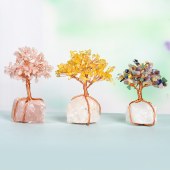 Crystal Base Wrapped Wire Crystal Tree Ornament – Amethyst Creative Tree Craft for Home and Office Desktop Decoration
