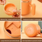 450ML Double Wall 304 Stainless Steel Camping Mugs With Lid Handle Offical Coffee Mug