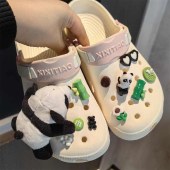 Panda clogs Shoe charms set diy bamboo detachable shoe buckle  slippers accessories