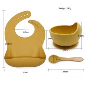 3 Pieces Silicone Bib & Bowl Set Food Grade Baby Feed Set