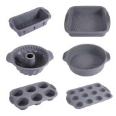 6pcs Silicone Baking Set - Non-Stick, Easy Release Cake Pans, Donut & Muffin Molds - Dishwasher Safe Kitchen Essentials for Home Parties, Bakeries, Food Trucks