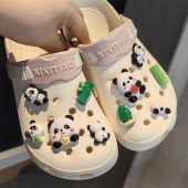 Panda clogs Shoe charms set diy bamboo detachable shoe buckle  slippers accessories