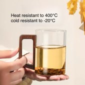 High Quality Large Capacity Household High Borosilicate Glass Tea Cup with Wooden Handle