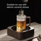 4 pieces set High Quality Large Capacity Household High Borosilicate Glass Tea Cup with Wooden Handle