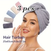 Three Pieces Drying Wraps for Women Wet Hair towel for All Style Large Hair Drying Towel with Button long hair Super Soft Fast Drying Turbans