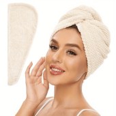 Three Pieces Drying Wraps for Women Wet Hair towel for All Style Large Hair Drying Towel with Button long hair Super Soft Fast Drying Turbans