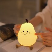 Pear Baby new creative cute night light silicone soft warm lighting baby room table usb rechargeable small night lamp for kids