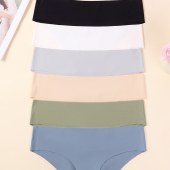 Seamless Women's Underwear - Solid Color, Sexy One-Piece Ice Silk Bikini Briefs.